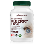 Bilberry 50:1 Extract 3000 mg Strength & Acai Berry, 120 Vegan Capsules, 4-Month Supply