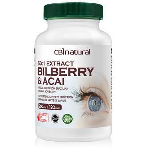 Bilberry 50:1 Extract 3000 mg Strength & Acai Berry, 120 Vegan Capsules, 4-Month Supply