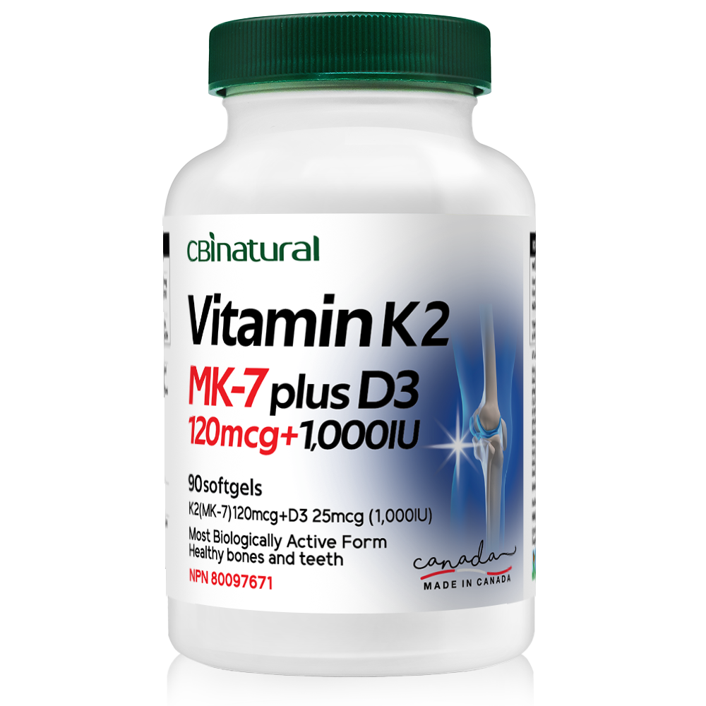 Vitamin K2 MK-7 120mcg with Vitamin D3 25 mcg, 90 softgels, 3-Month Supply