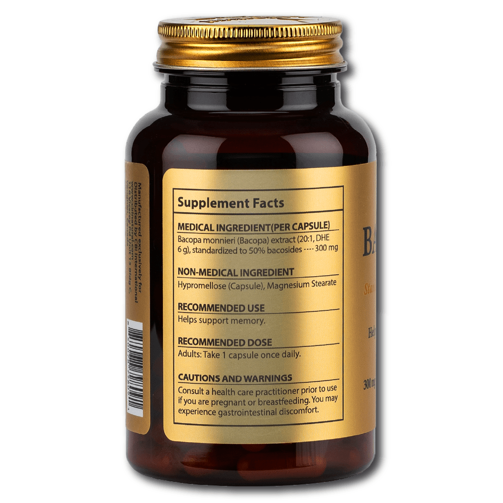 Bacopa Monnieri 20:1 Extract, 300 mg (6 g Dry Herb Equivalent), Standardized to 50% Bacosides, 90 Vegan Capsules (3-Month Supply), Non-GMO, Gluten Free