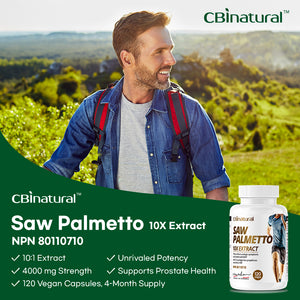 Saw Palmetto 10:1 Extract, 4000 mg Strength, 120 Vegan Capsules, 4-Month Supply