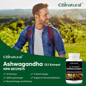 Ashwagandha 12:1 Extract, 6000 mg Strength, 120 Vegan Capsules, 4-Month Supply